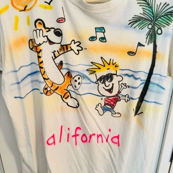 VINTAGE Calvin & Hobbes air brush shirt - Picture 2 of 4